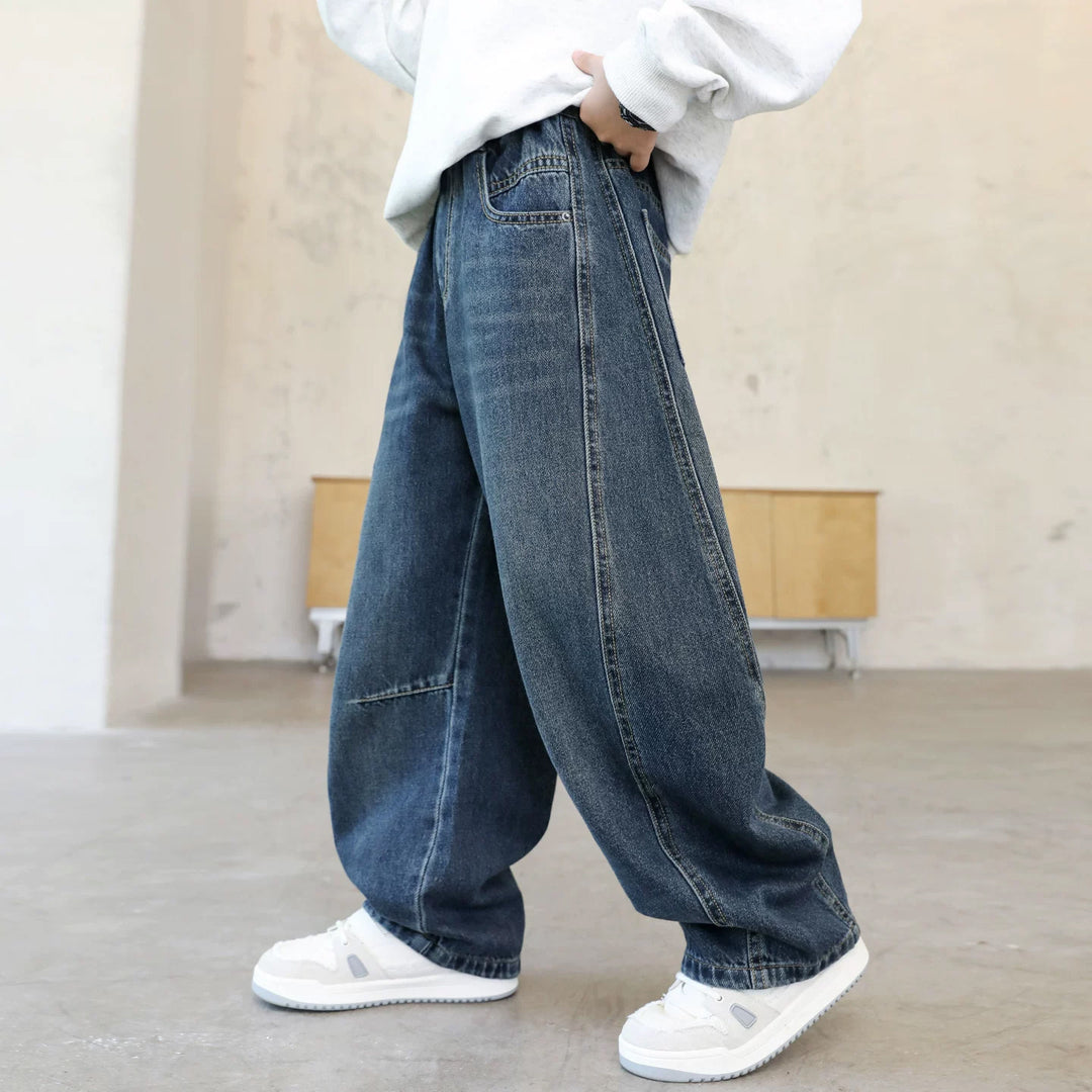 Damen lässige weite Denim-Hosen Drune