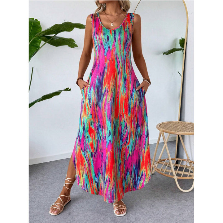 Damen Maxikleid mit seitlichen Taschen und modischem Streifenmuster Drune