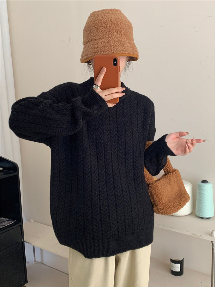 Damen Strickpullover mit strukturierter Zopfmusterung und lässigem Schnitt Drune