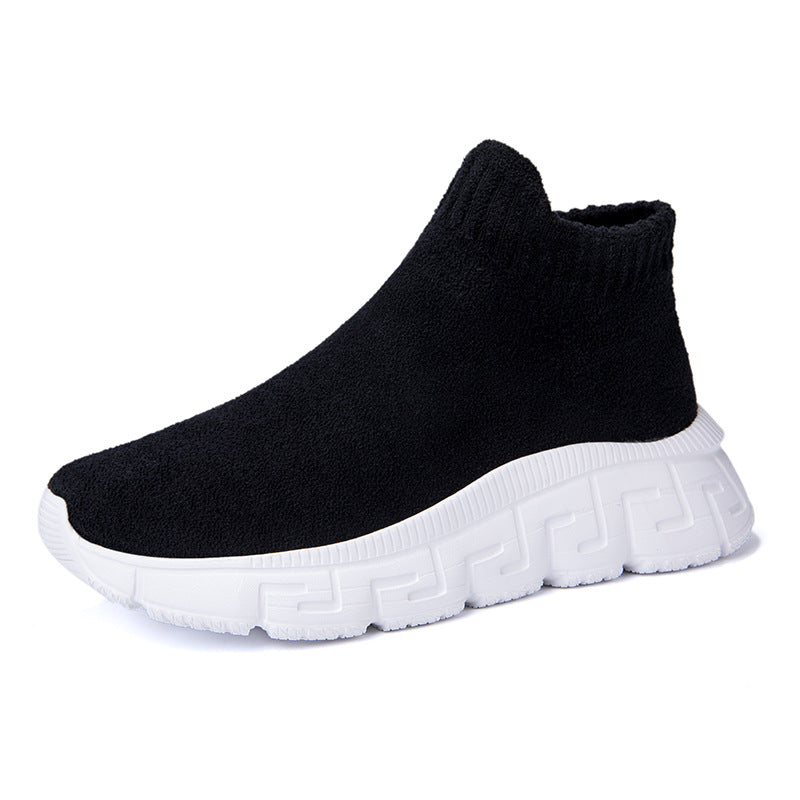 Damen nan kuscheliger Sock-Sneaker aus Teddy-Samt mit elastischem Schaft und stoßdämpfender Profilsohle Drune