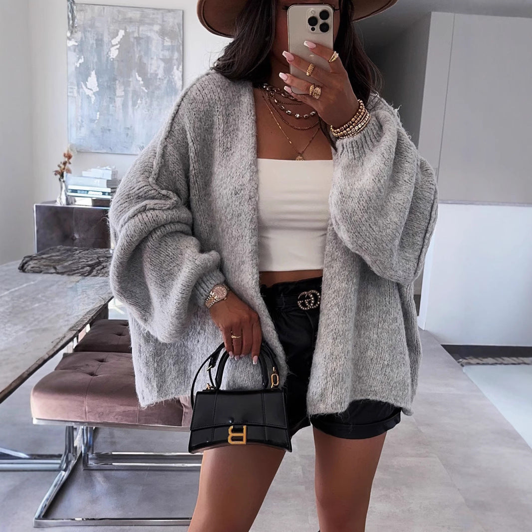 Damen Strickjacke mit oversize Schnitt und voluminösen Ärmeln Drune