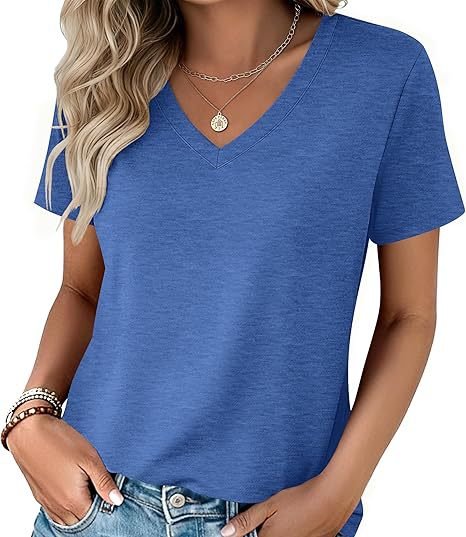 Damen Basic T-Shirt mit rundem Ausschnitt und Kurzarm Drune