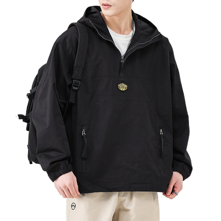 Herren Kapuzen-Anorak Pulloverjacke im Oversize-Utility-Stil Drune