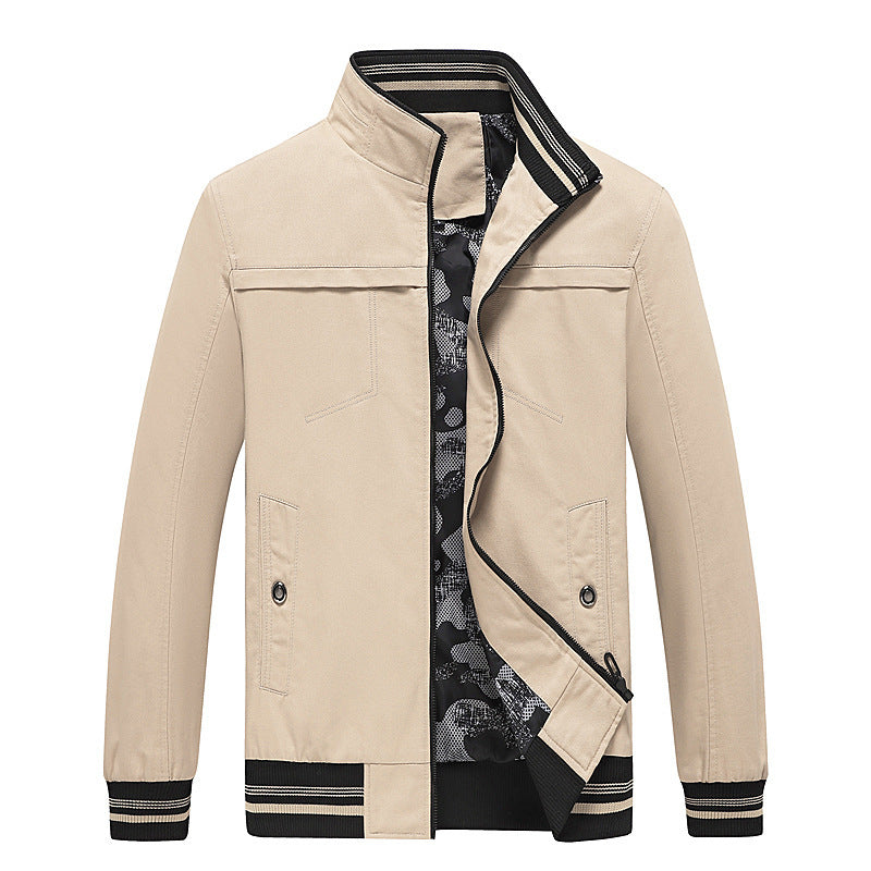 Herren Leichter Stehkragen-Blouson mit gestreiften Rippbündchen und Camouflage-Innenfutter Drune