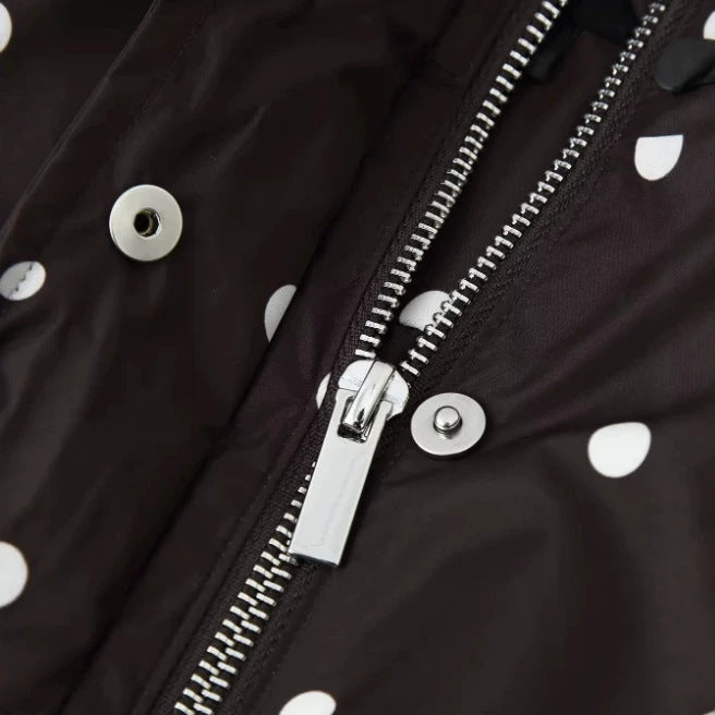 Damen Gepunktete Regenjacke im Bomberstil mit Stehkragen und elastischem Saum Drune