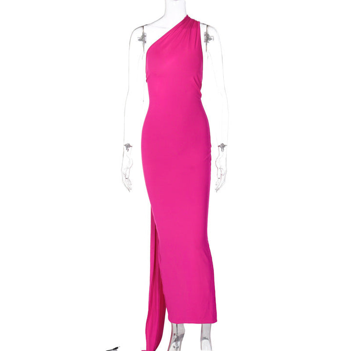 Damen Elegantes One-Shoulder Abendkleid Drune