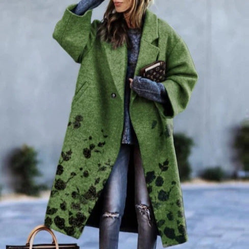 Damen Oversized Mantel mit floralem Design Drune