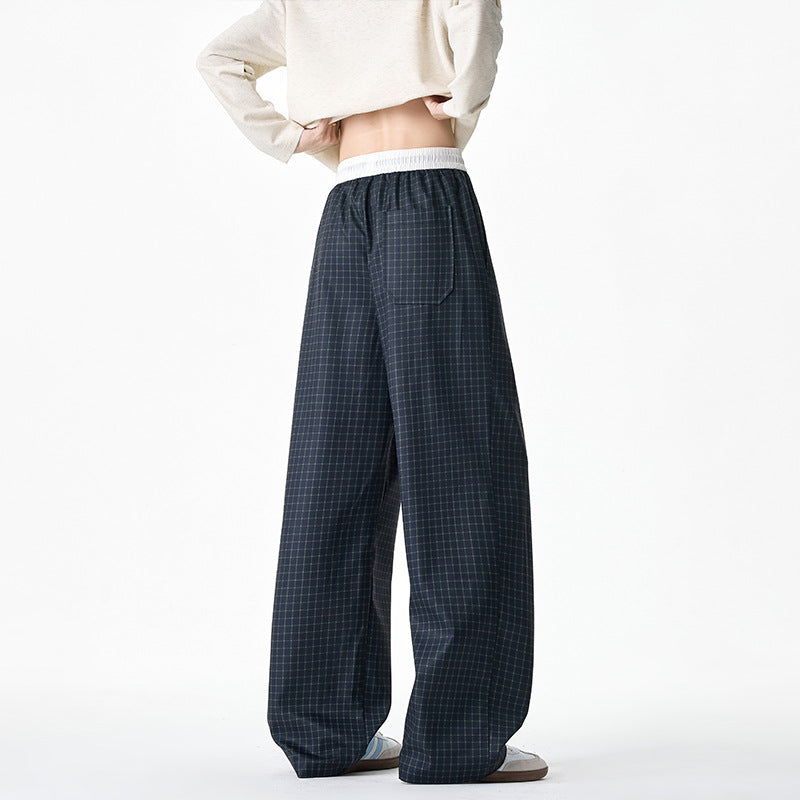 Damen Modische Harem-Hose mit Karo-Muster Drune