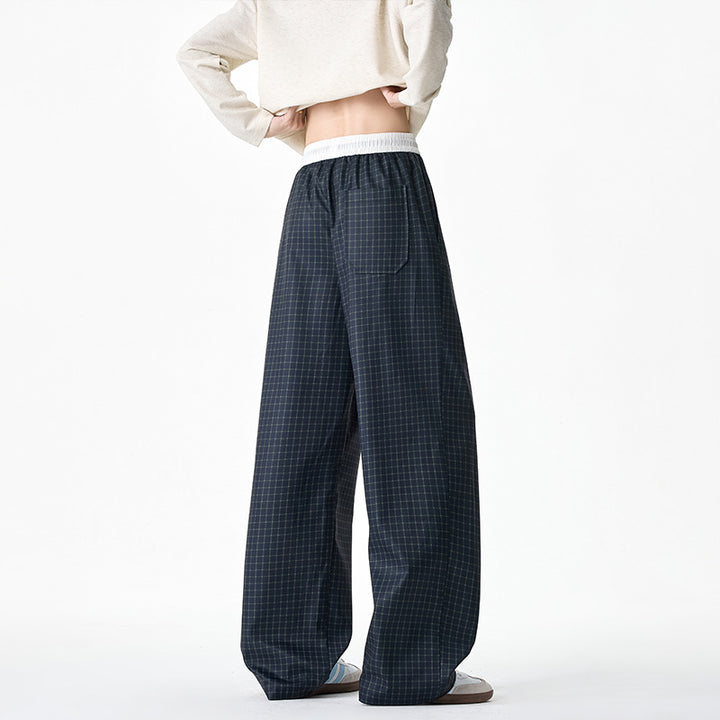 Damen Modische Harem-Hose mit Karo-Muster Drune