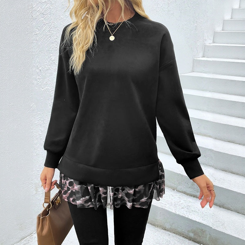 Damen Lässiger Sweatshirt mit Rüschenansatz Drune