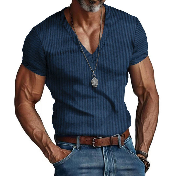 Herren Kurzarm V-Ausschnitt T-Shirt Drune