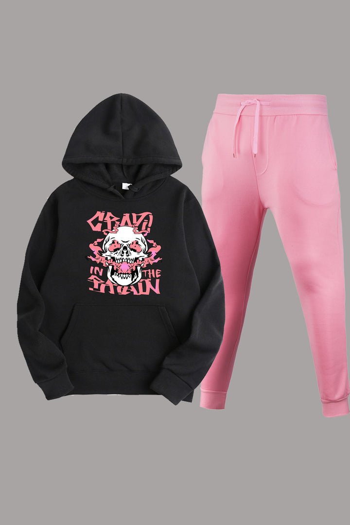 Damen sportliches Hoodie mit kreativen Grafiken und lässigen Jogginghosen Drune