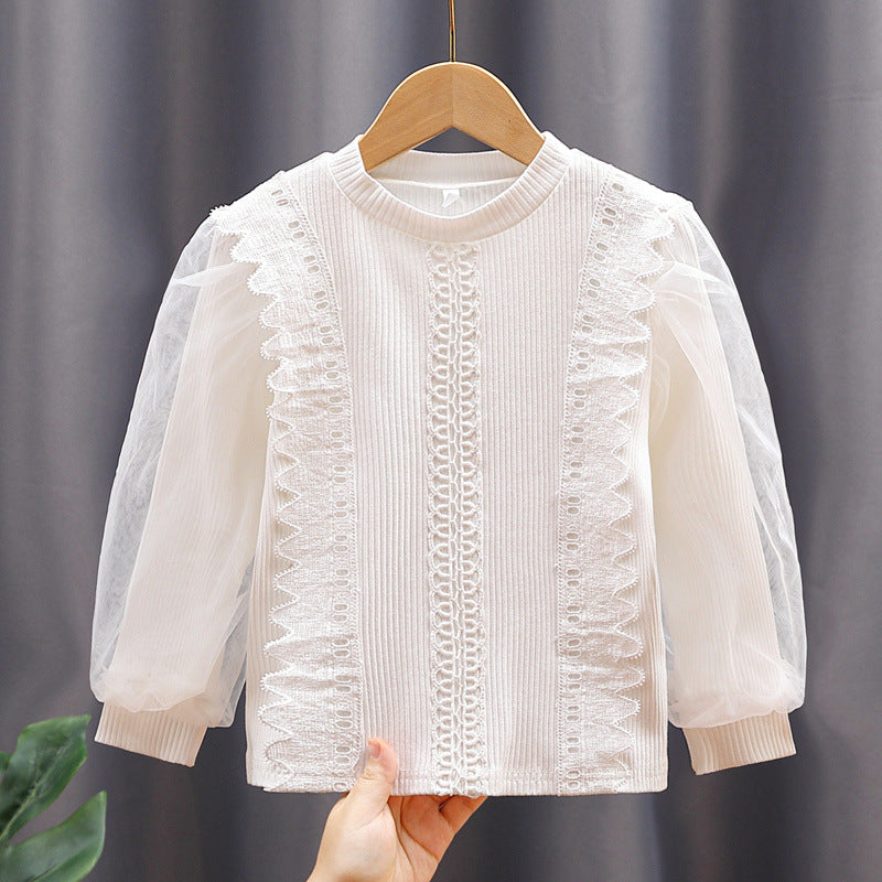Damen Sweatshirt mit Tüllärmeln und Rüschendetails Drune