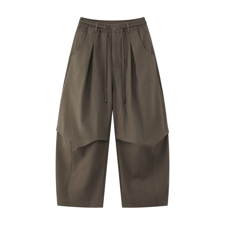 Damen Weite Culotte-Hose mit hohem Bund, Kellerfalten und Kordelzug Drune