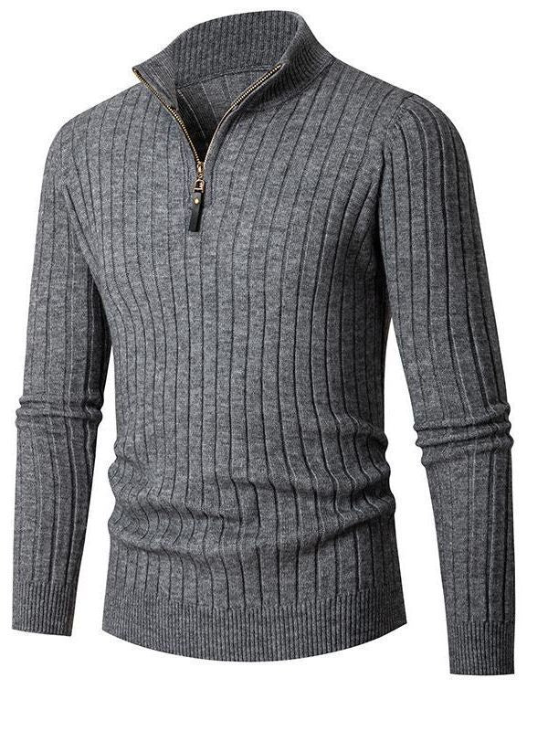 Herren Pullover mit Stehkragen und strukturiertem Rippdesign Drune