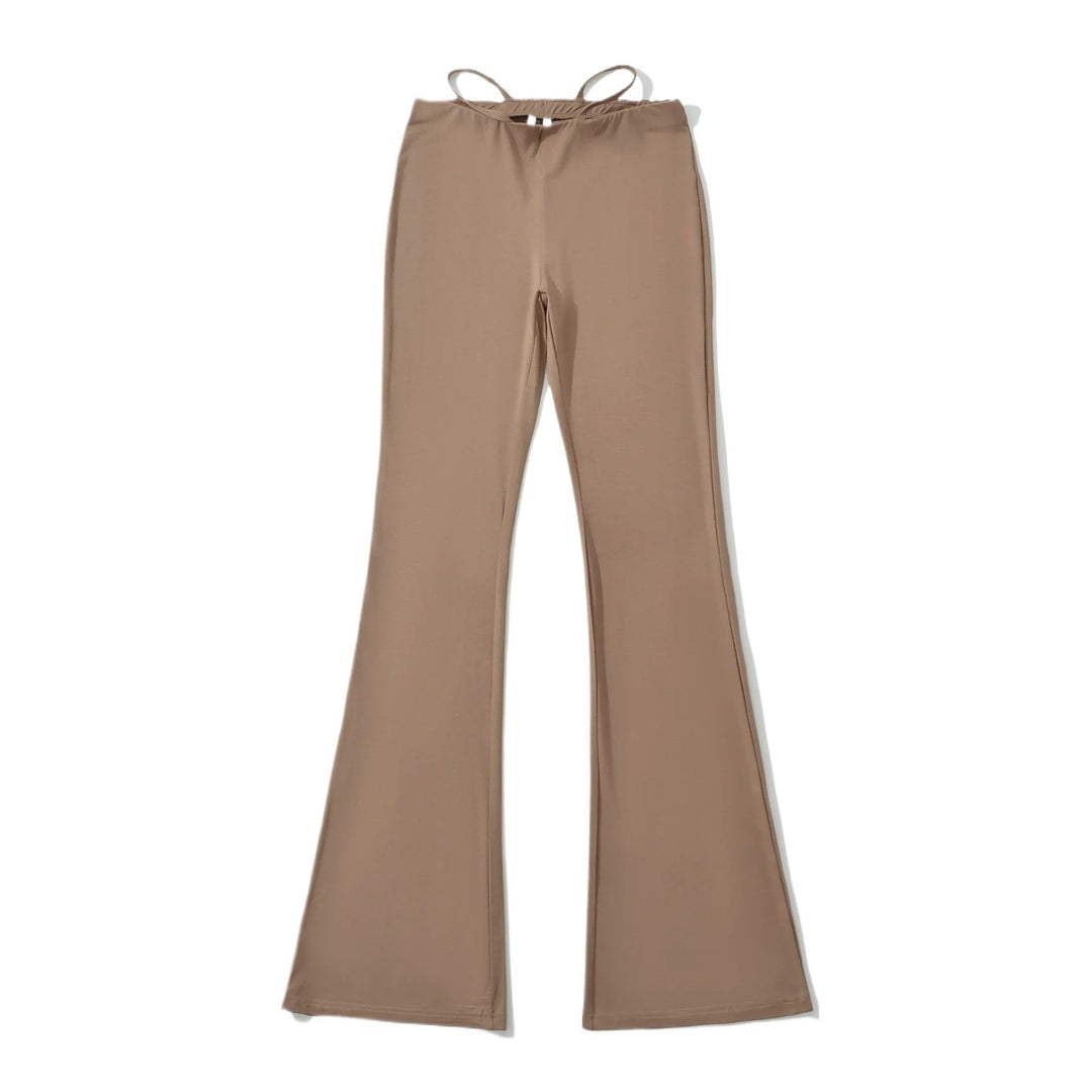 Damen elegante Flared-Hose mit hohem Bund und praktischen Seitentaschen Drune