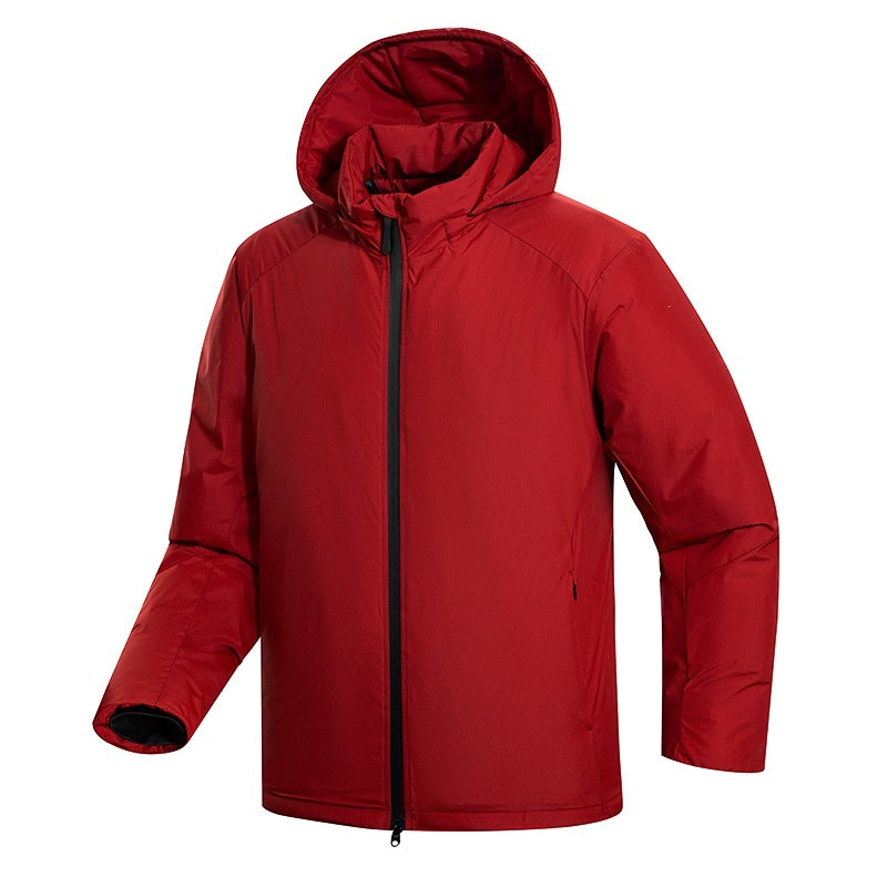 Herren Minimalistische Thermo‑Hoodie‑Jacke mit gesteppter Isolierung und verdecktem Reißverschluss Drune