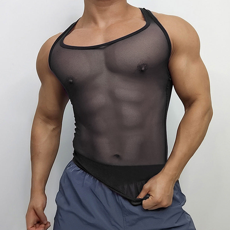 Unisex nan atmungsaktives Netz-Top mit sportlicher Rückenpartie und elastischer Saumkante Drune