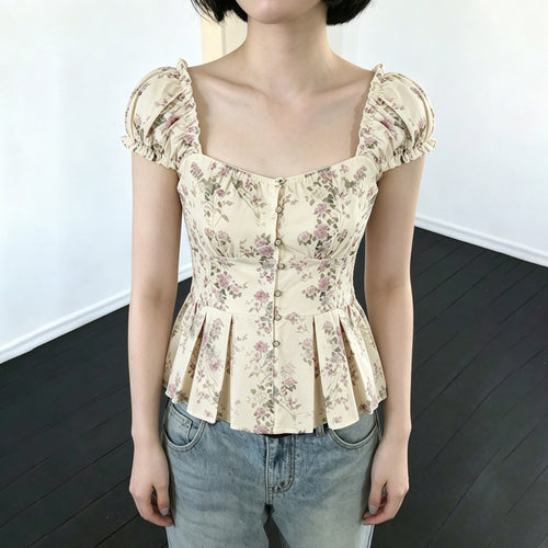 Damenbluse mit floralem Design und Rüschenärmeln Drune