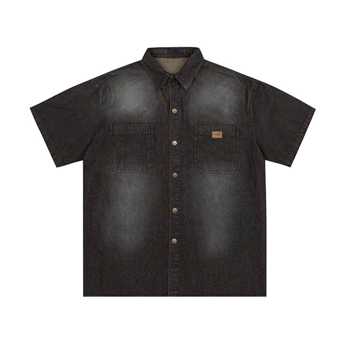 Herren Kurzarm-Denim-Hemd Drune