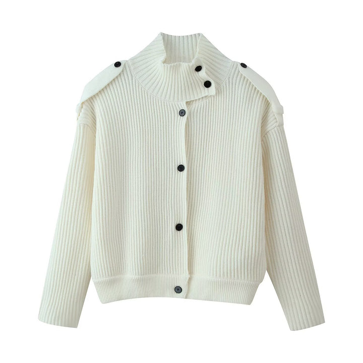 Damen Gerippte Strickcardigan mit asymmetrischem Stehkragen Drune
