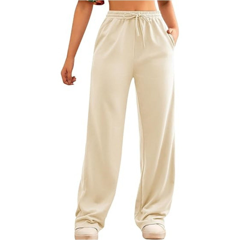 Damen nan fließende Relax-Palazzohose mit hohem Komfortbund, Kordelzug und seitlichen Einschubtaschen Drune