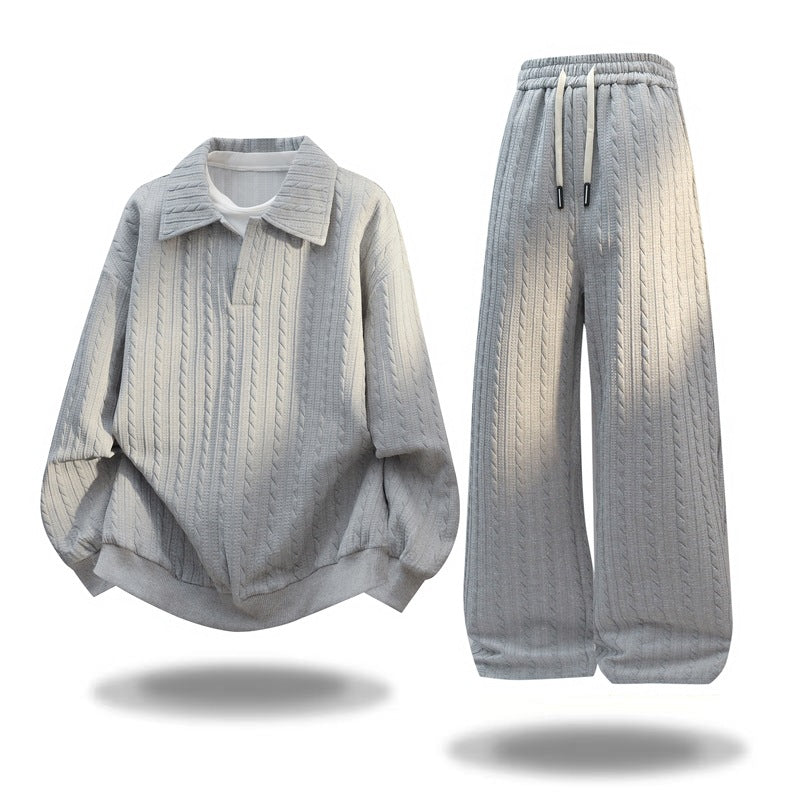 Damen Weite Strick-Loungehose mit Zopfmuster, Kordelbund & Relaxed-Silhouette Drune