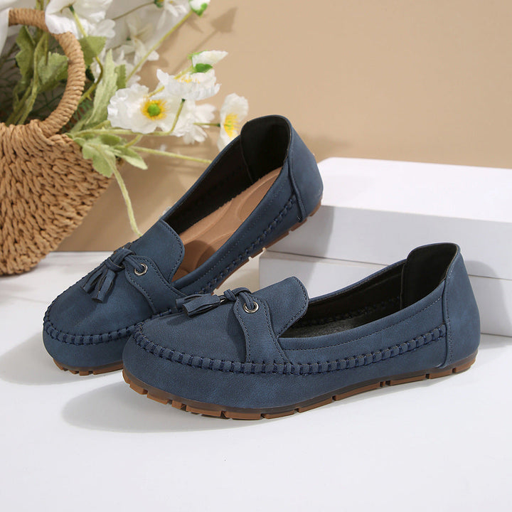 Damen bequeme Mokassins mit flexibler Sohle und eleganter Knoten-Applikation Drune