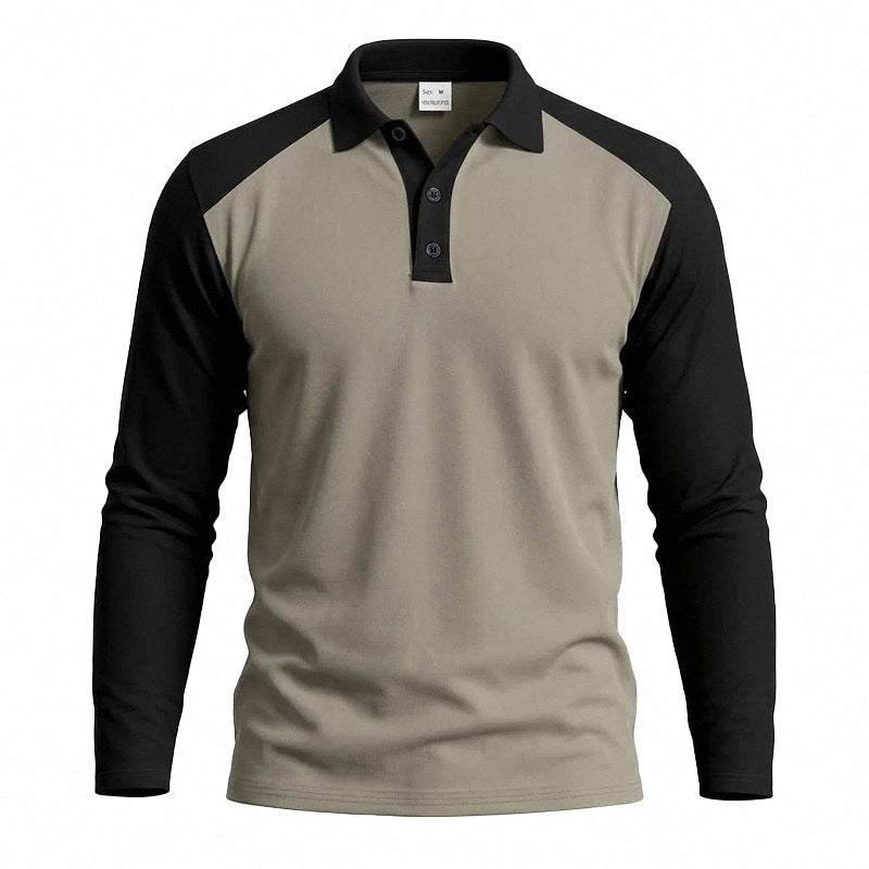 Herren nan langärmeliges Raglan-Polo aus Baumwollmix mit Knopfleiste und ergonomischem Schnitt Drune