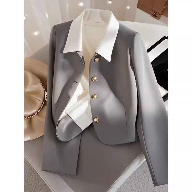Damen Eleganter Blazer mit Goldknöpfen Drune