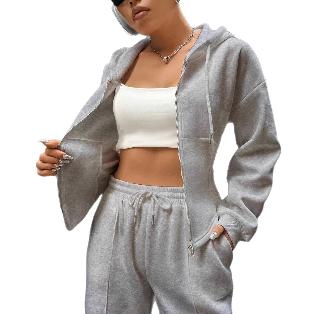 Damen Zip-Hoodie und weite Sweatpants Set mit taillierter Nahtführung Drune