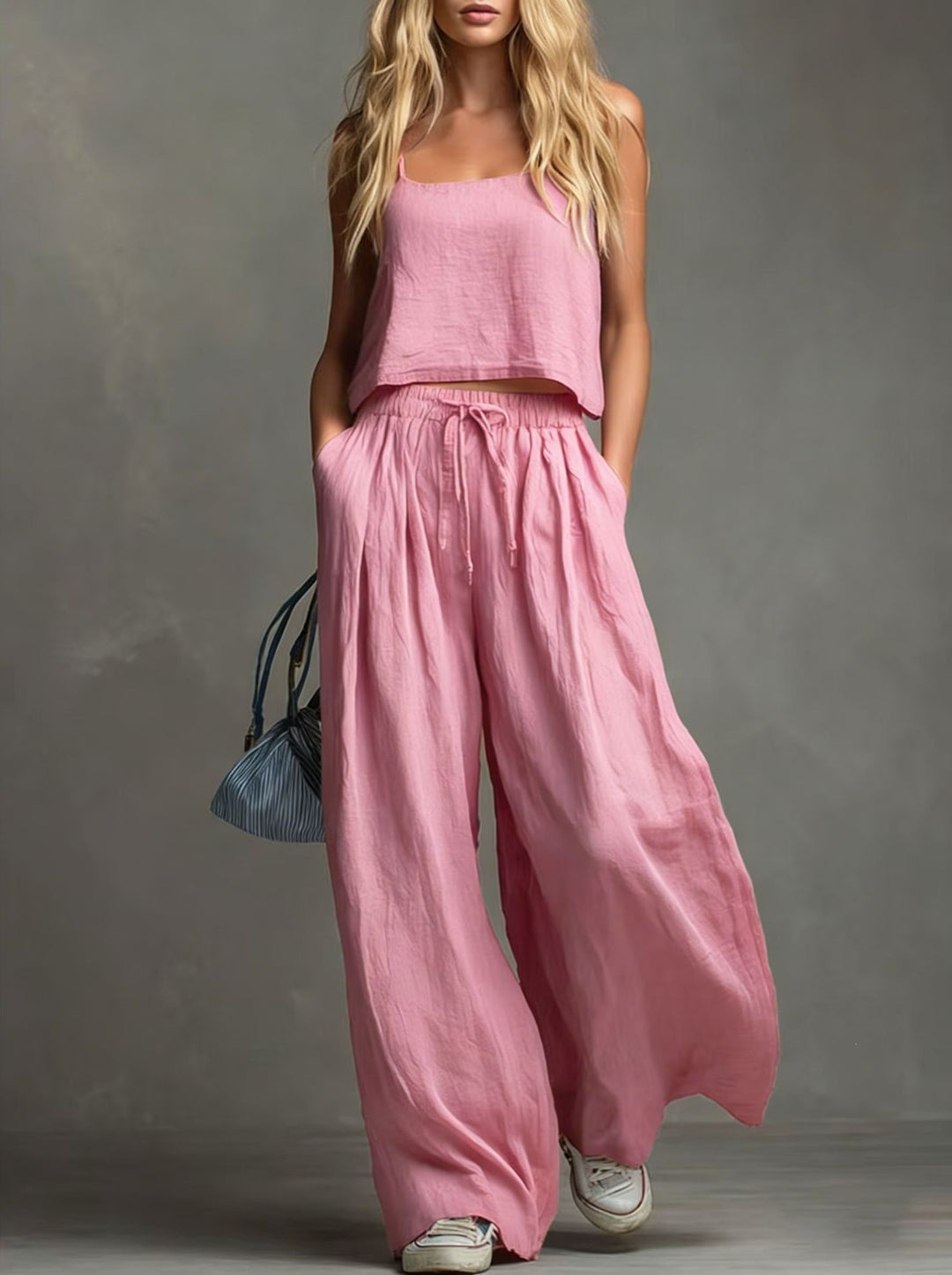 Damen Sommerliches Freizeit-Set mit weitem Oberteil und lässiger Hose Drune