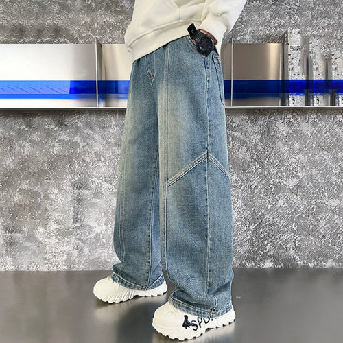 Unisex weite Jeans mit stilvollen Kontrastnähten Drune