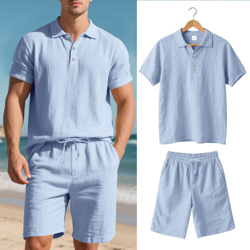 Herren lässiges Poloshirt und Shorts Set Drune