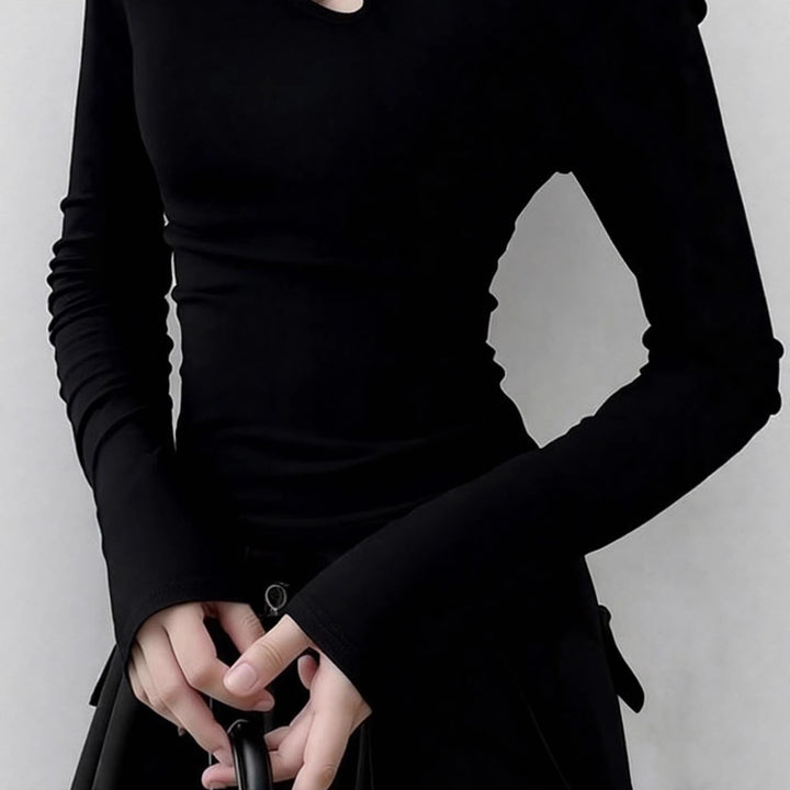 Damen Langarm-T-Shirt mit asymmetrischem Ausschnitt Drune