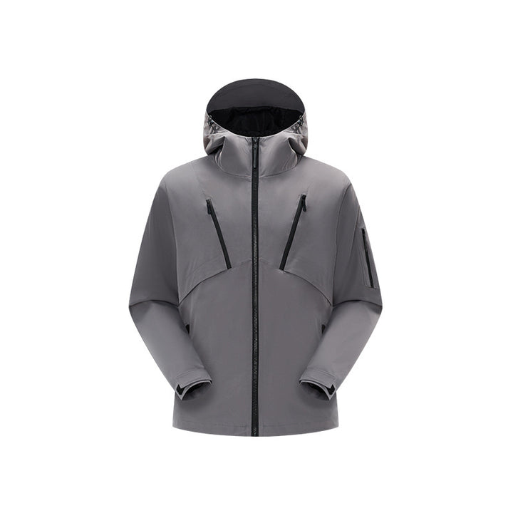 Herren Technische Softshelljacke mit Kapuze, wasserabweisender Membran und multiplen Reißverschlusstaschen Drune