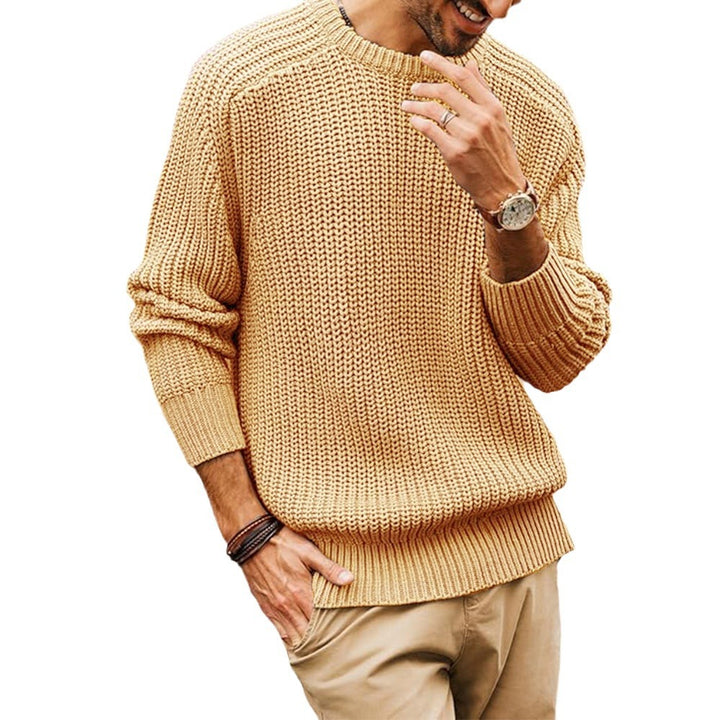Herren Grobstrick Pullover mit Rundhalsausschnitt und lässigem Schnitt Drune