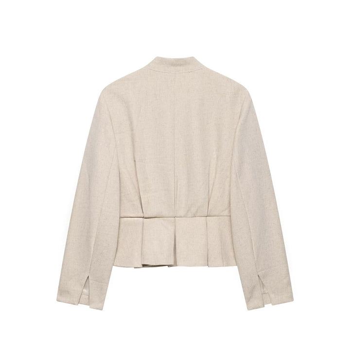 Damen Kurzjacke mit Stehkragen, Zierknopfleiste und Paspeltaschen Drune