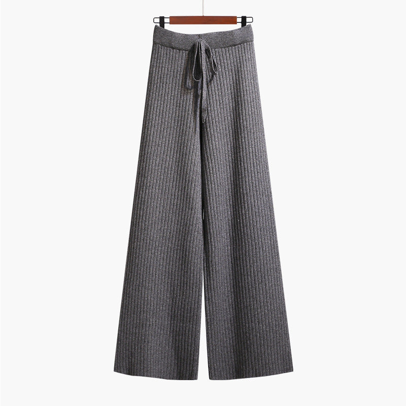 Damen Weit geschnittene Rippstrickhose mit Kordelzug Drune