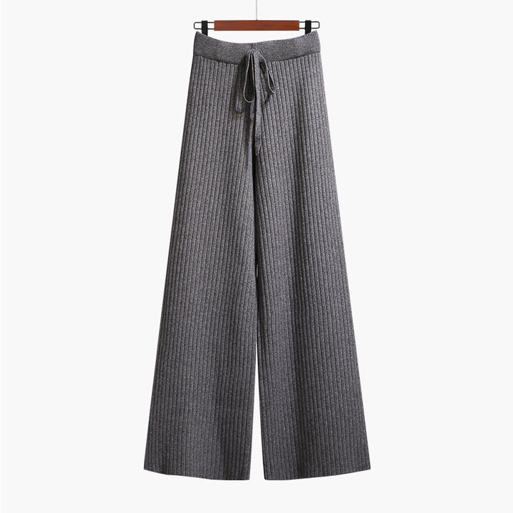 Damen Weit geschnittene Rippstrickhose mit Kordelzug Drune