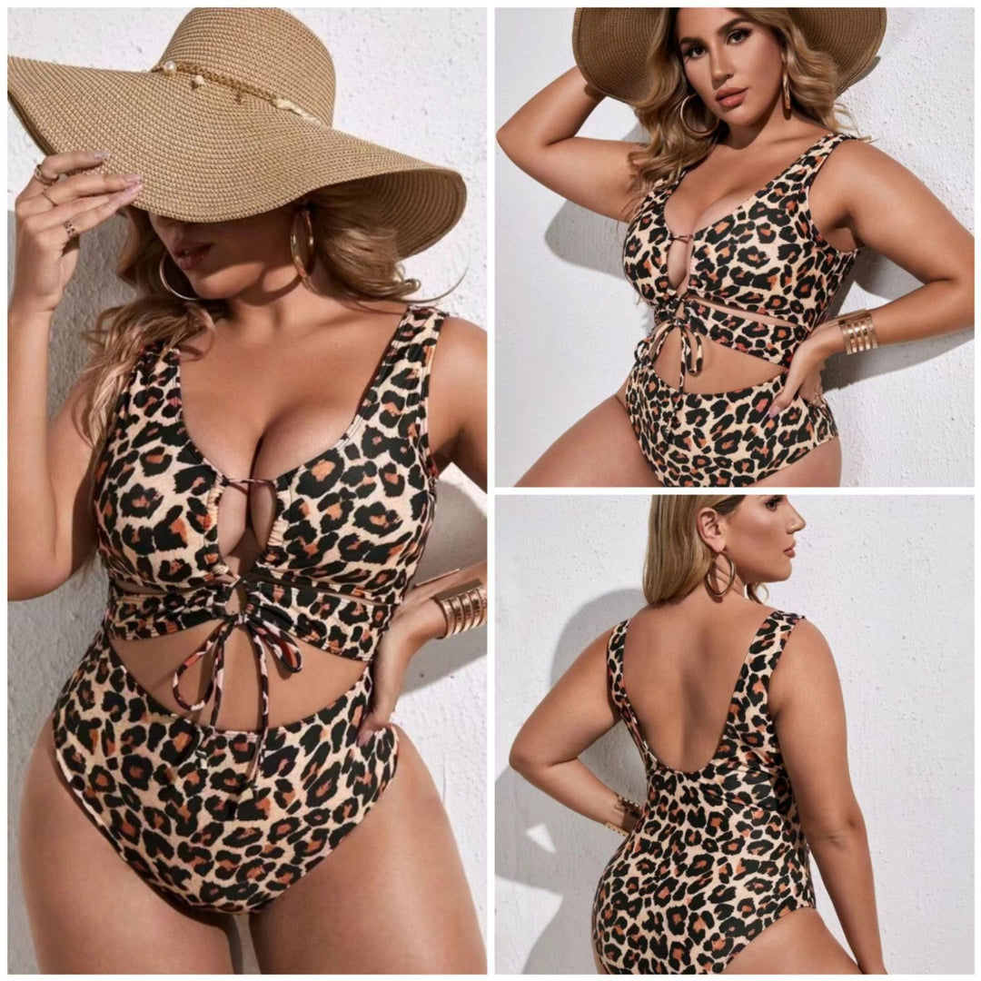 Damen gemusterter Einteiler-Badeanzug mit Cut-Out-Design Drune