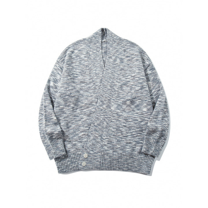 Unisex Boxy-Strickcardigan mit asymmetrischer Knopfleiste und breit geripptem Saum Drune