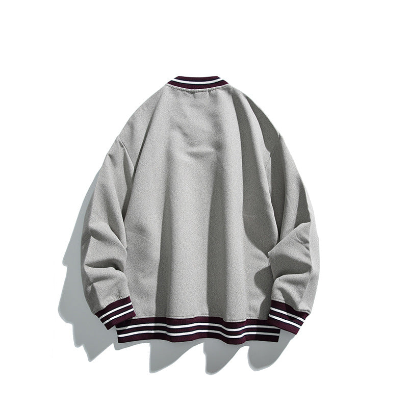 Herren Oversized V-Ausschnitt Sweatshirt mit Kontraststreifen an Bündchen und Saum Drune