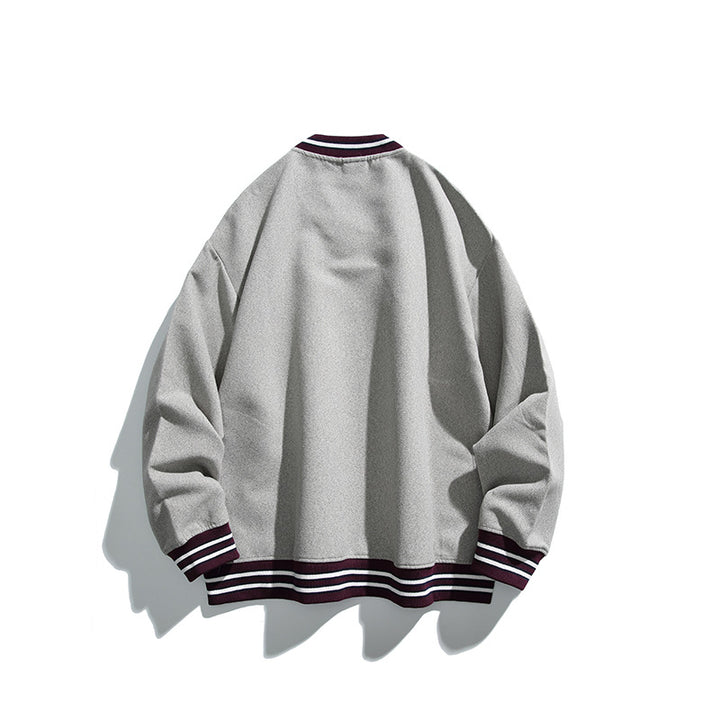 Herren Oversized V-Ausschnitt Sweatshirt mit Kontraststreifen an Bündchen und Saum Drune