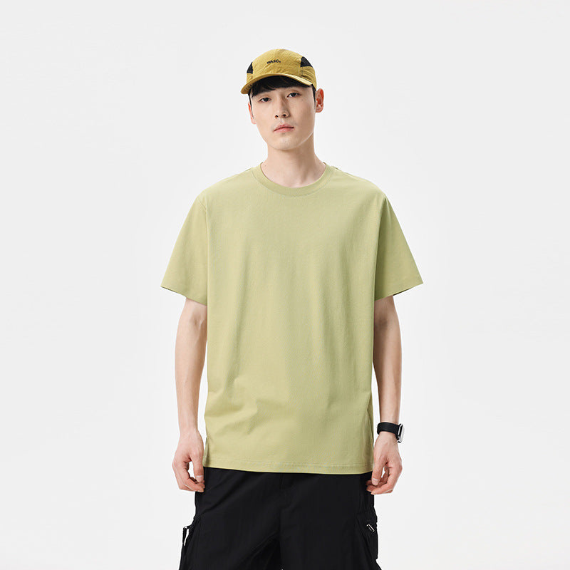 Herren Oversize-T-Shirt aus schwerem Baumwolljersey mit überschnittener Schulter und verstärktem Rundhalsausschnitt Drune