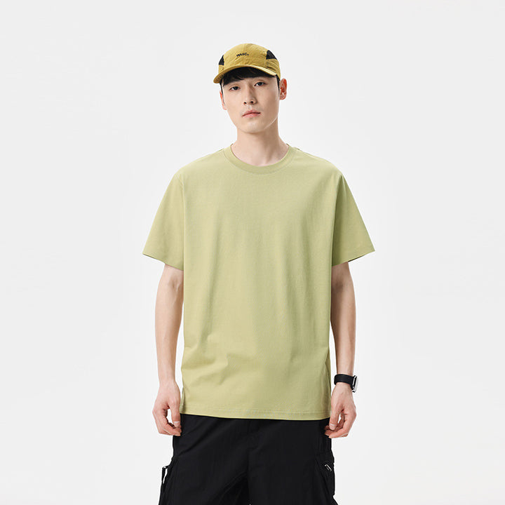 Herren Oversize-T-Shirt aus schwerem Baumwolljersey mit überschnittener Schulter und verstärktem Rundhalsausschnitt Drune