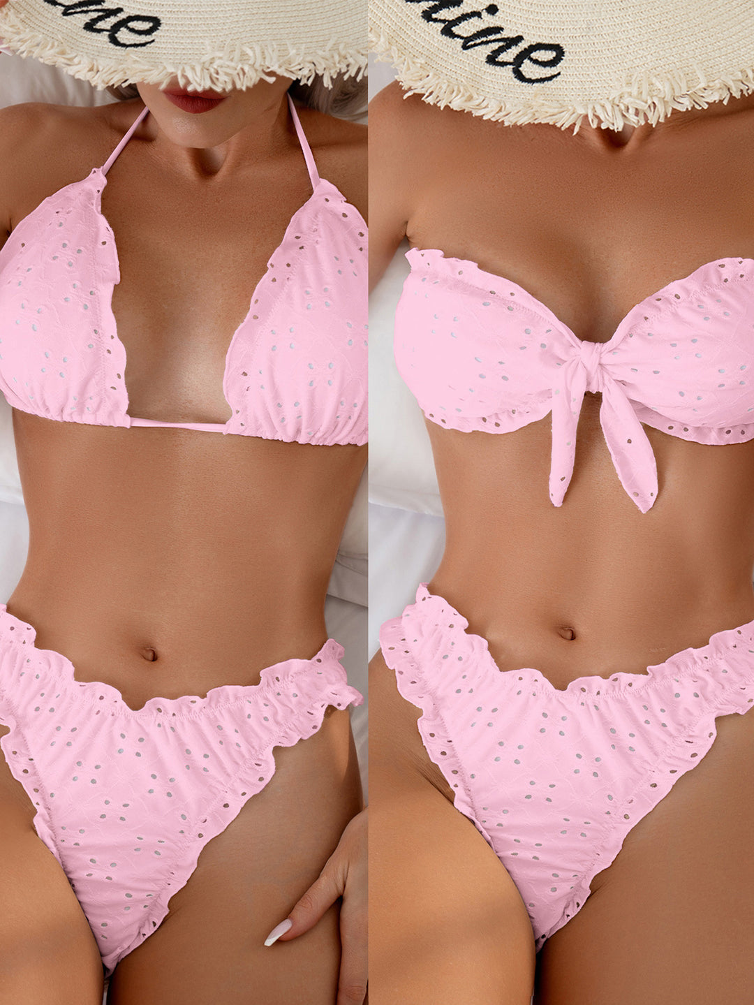 Damen Bandeau-Bikini mit verspieltem Rüschendesign Drune