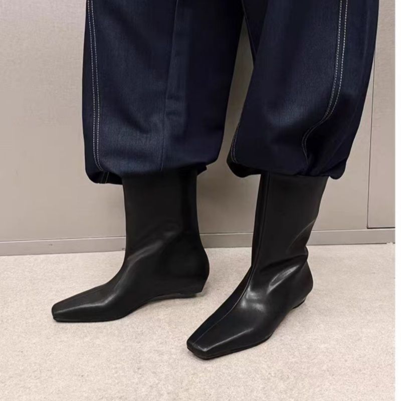 Damen Weiche kniehohe Slouch-Boots mit spitzer Zehenform und ergonomischer Flachsohle Drune