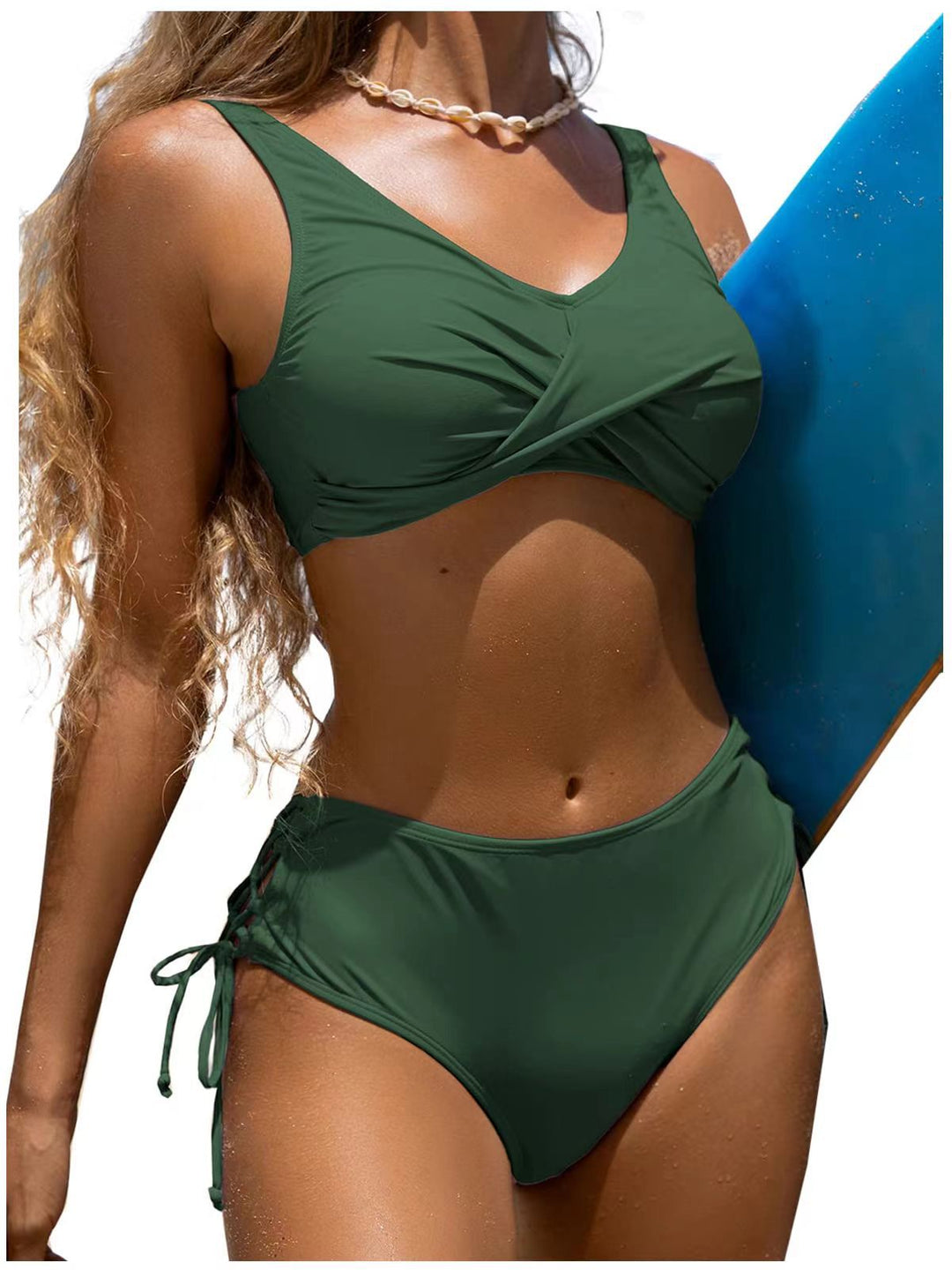 Damen Hochgeschnittener Bikinitop mit verstellbaren Trägern und dezentem Wickel-Design Drune