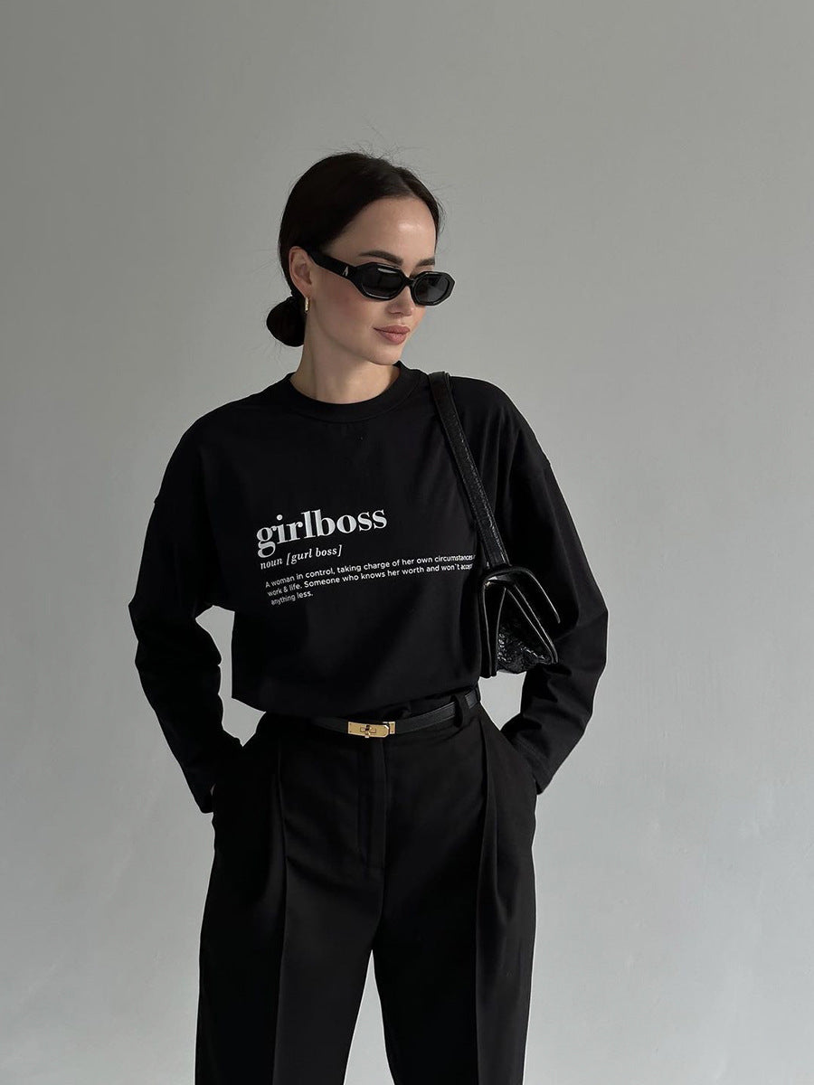 Damen lässiges Longsleeve mit Statement-Druck Drune